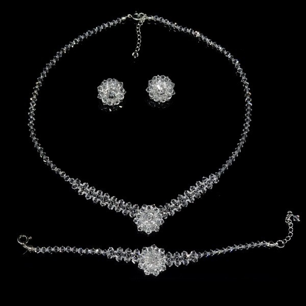 Komplet biżuterii ślubnej kolczyki, bransoletka i naszyjnik - Oficjalna  strona Gassu