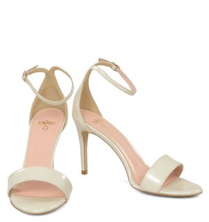 GASSU ELLA Ecru szpilki sandały na obcasie - z przodu