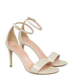 GASSU ELLA Ecru szpilki sandały na obcasie - po skosie