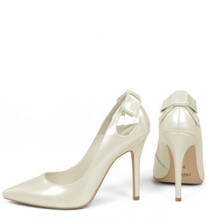 GASSU EVIE perłowe szpilki ślubne w odcieniu ecru - z tyłu