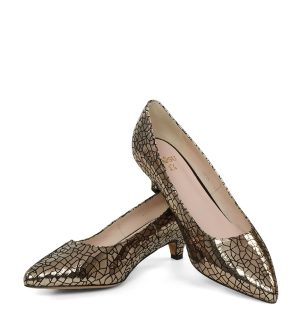 GASSU JESSICA - wygodne niskie złote buty na zgrabnej szpilce - z przodu