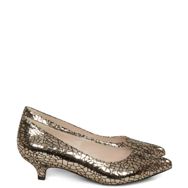 GASSU JESSICA - wygodne niskie złote buty na zgrabnej szpilce