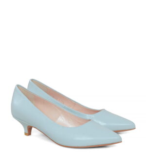 GASSU JESSICA błękitne niskie szpilki z licowej skóry - po skosie