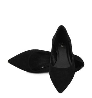 EMILY - Czarne baleriny z zamszowej skóry nosek w szpic - z przodu