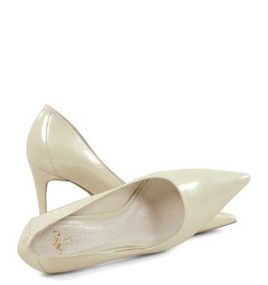 LILY- Ecru perła szpiki z ozdobną piętą - z przodu