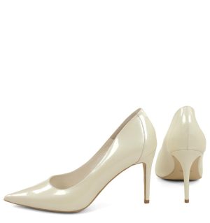 LILY- Ecru perła szpiki z ozdobną piętą - z tyłu