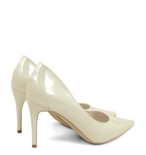 LILY- Ecru perła szpiki z ozdobną piętą - po skosie