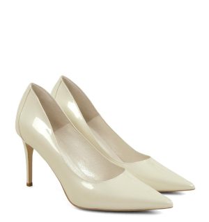 LILY- Ecru perła szpiki z ozdobną piętą - po skosie