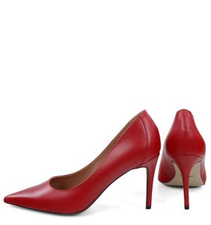 LILY- Czerwone licowe szpiki z ozdobną piętą - z tyłu