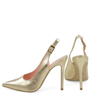 LARISSA - Szpilki złote z odkrytą piętą - z tyłu