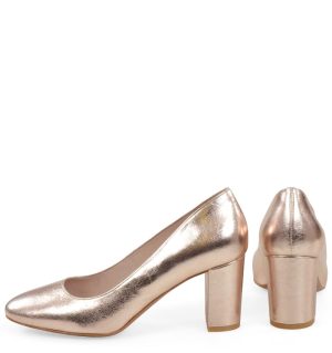 NORMA- Złoto różowe (rose gold) czółenka na słupku - z tyłu