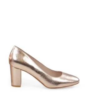 NORMA- Złoto różowe (rose gold) czółenka na słupku - bokiem