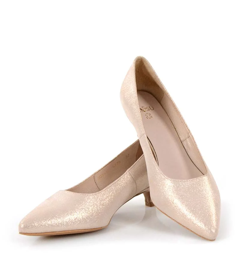 JESSICA - złote rose gold szpilka niskie - z przodu