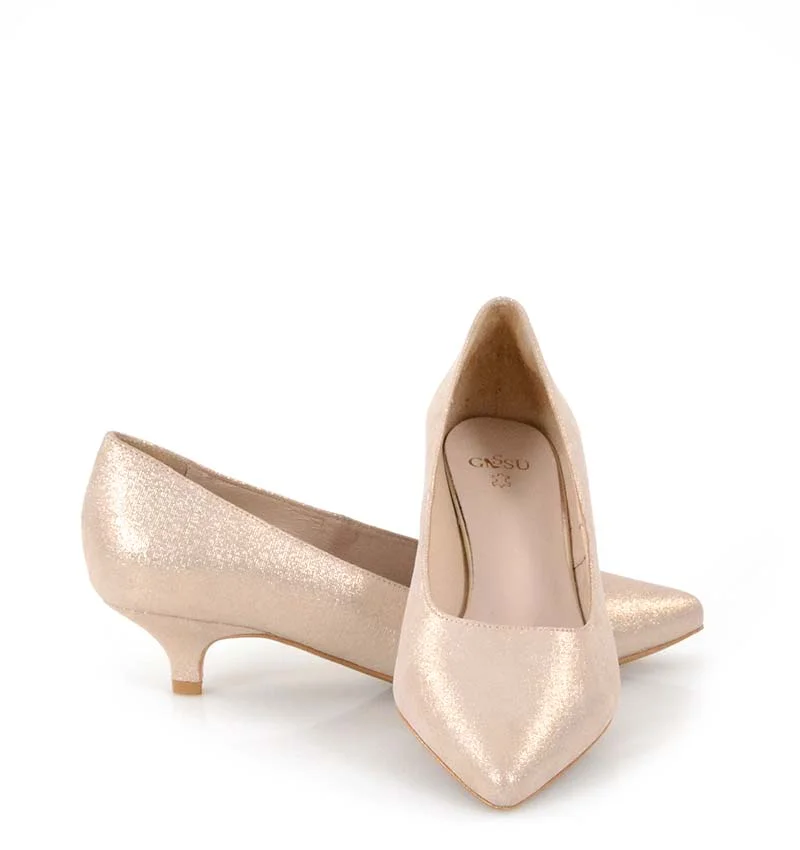 JESSICA - złote rose gold szpilka niskie - z przodu