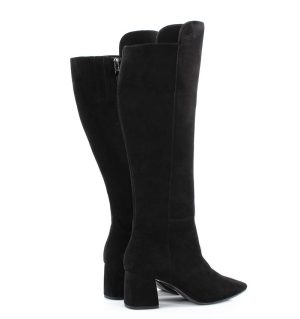 AURORA - czarne kozaki na grubym słupku - po skosie