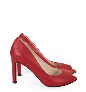 AGATE - Czerwone szpilki z odkrytym palcem - bokiem