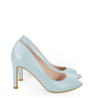 AGATE - Niebieskie błękitne szpilki z odkrytym palcem - bokiem