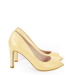 AGATE - Jasne żółte szpilki z odkrytym palcem - bokiem