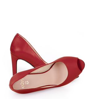 AGATE - Czerwone szpilki z odkrytym palcem - z przodu