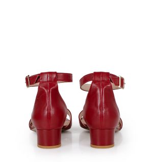 GINA - czerwone sandałki na niskim obcasie - obrazek 5