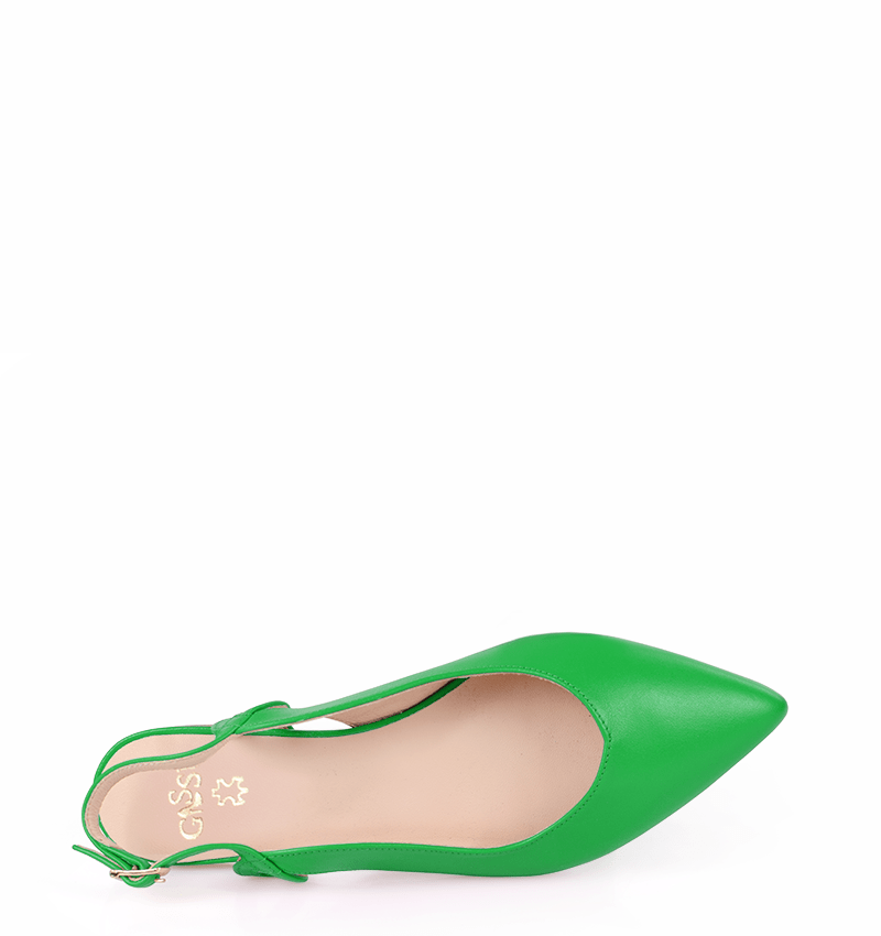 FIONA - Zielone miętowe baleriny z odkrytą piętą - z przodu