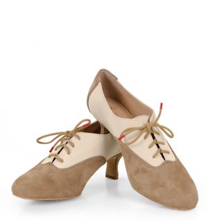 PILAR - Beżowe buty treningowe do tańca, lamówka beżowa - styl