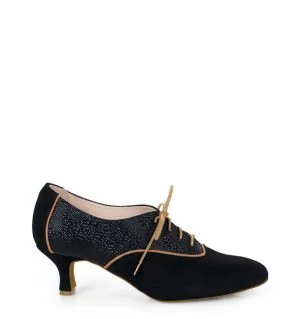 PILAR - Czarne buty treningowe do tańca, lamówka beżowa