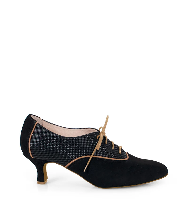PILAR - Czarne buty treningowe do tańca, lamówka beżowa