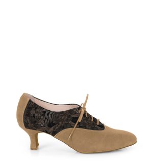 PILAR - Beżowe buty treningowe do tańca, złoty wzór