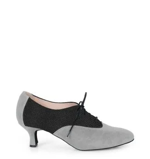 PILAR - Szare buty treningowe do tańca, czarny wzór kropki