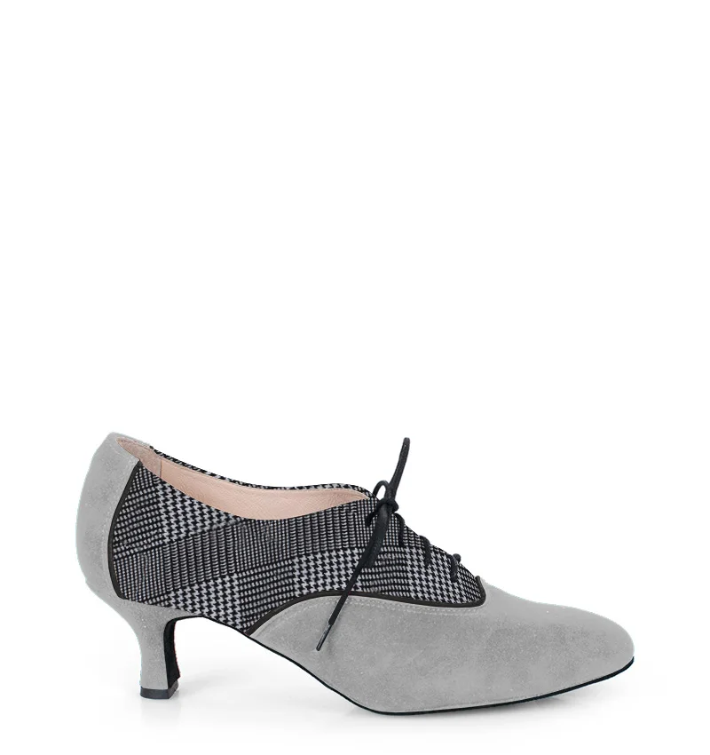 PILAR - Szare buty treningowe do tańca, wzór srebrna pepitka