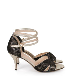 JOELLE- Czarno-złote sandałki do tańca - obrazek 3