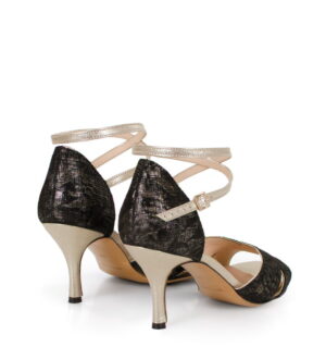 JOELLE- Czarno-złote sandałki do tańca - obrazek 6