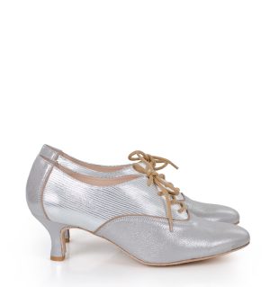 PILAR - Srebrne buty treningowe do tańca, lamówka beżowa - obrazek 3