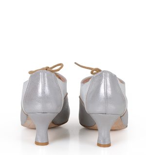 PILAR - Srebrne buty treningowe do tańca, lamówka beżowa - obrazek 7