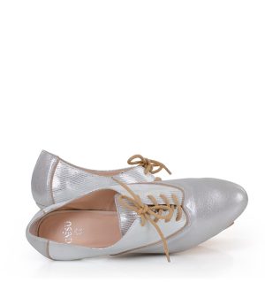 PILAR - Srebrne buty treningowe do tańca, lamówka beżowa - obrazek 6