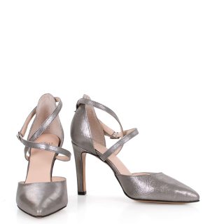 CAMILLA - srebrne szpilki z paskami na krzyż - obrazek 5