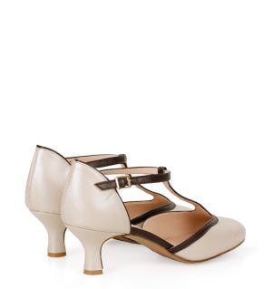 OLIVIA - beżowo-brązowe czółenka do tańca - obrazek 5