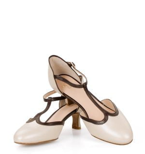 OLIVIA - beżowo-brązowe czółenka do tańca - obrazek 3