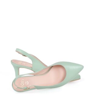 POLA - zielone szpilki na niskim obcasie z odkrytą piętą - obrazek 2