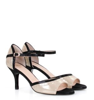 FLORENCIA - Złoto-czarne sandałki do tańca - obrazek 3