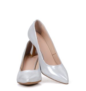 NADINE - Srebrne szpilki średni obcas - obrazek 6