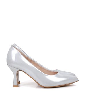 NADINE - Srebrne szpilki średni obcas - obrazek 2