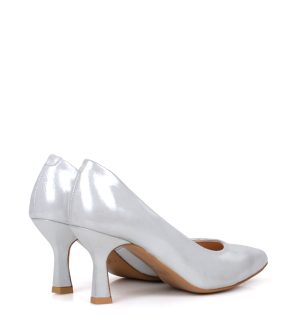 NADINE - Srebrne szpilki średni obcas - obrazek 4