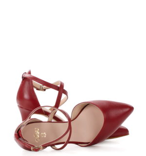 REBEKA - Czółenka czerwone na niskiej szpilce - obrazek 4