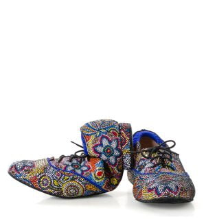 ENIGMA - buty na płaskim obcasie do ćwiczeń tanecznych, Niebieskie kwiaty - obrazek 2