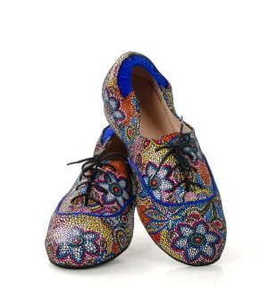 ENIGMA - buty na płaskim obcasie do ćwiczeń tanecznych, Niebieskie kwiaty - obrazek 5