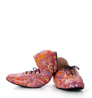 FLORES - buty na płaskim obcasie do ćwiczeń tanecznych, Czerwone kwiaty - obrazek 2