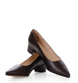 WERONICA - ciemno brązowe czółenka na niskim obcasie - obrazek 5