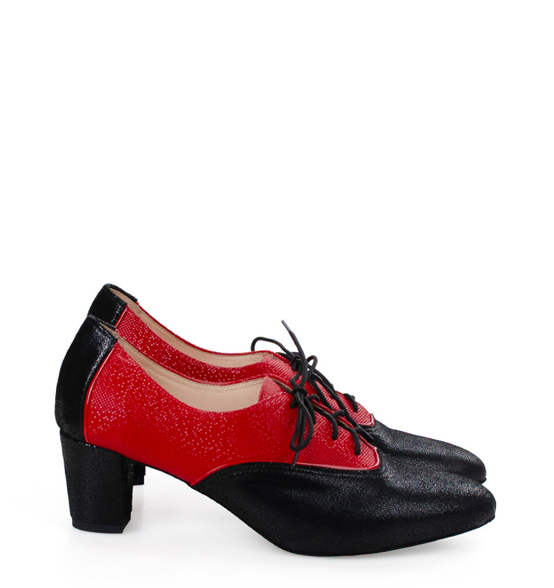 LUCIAczrnoczerwone LUCIA 5,5 cm - Czarno-czerwone buty treningowe do tańca, słupek - obrazek 1